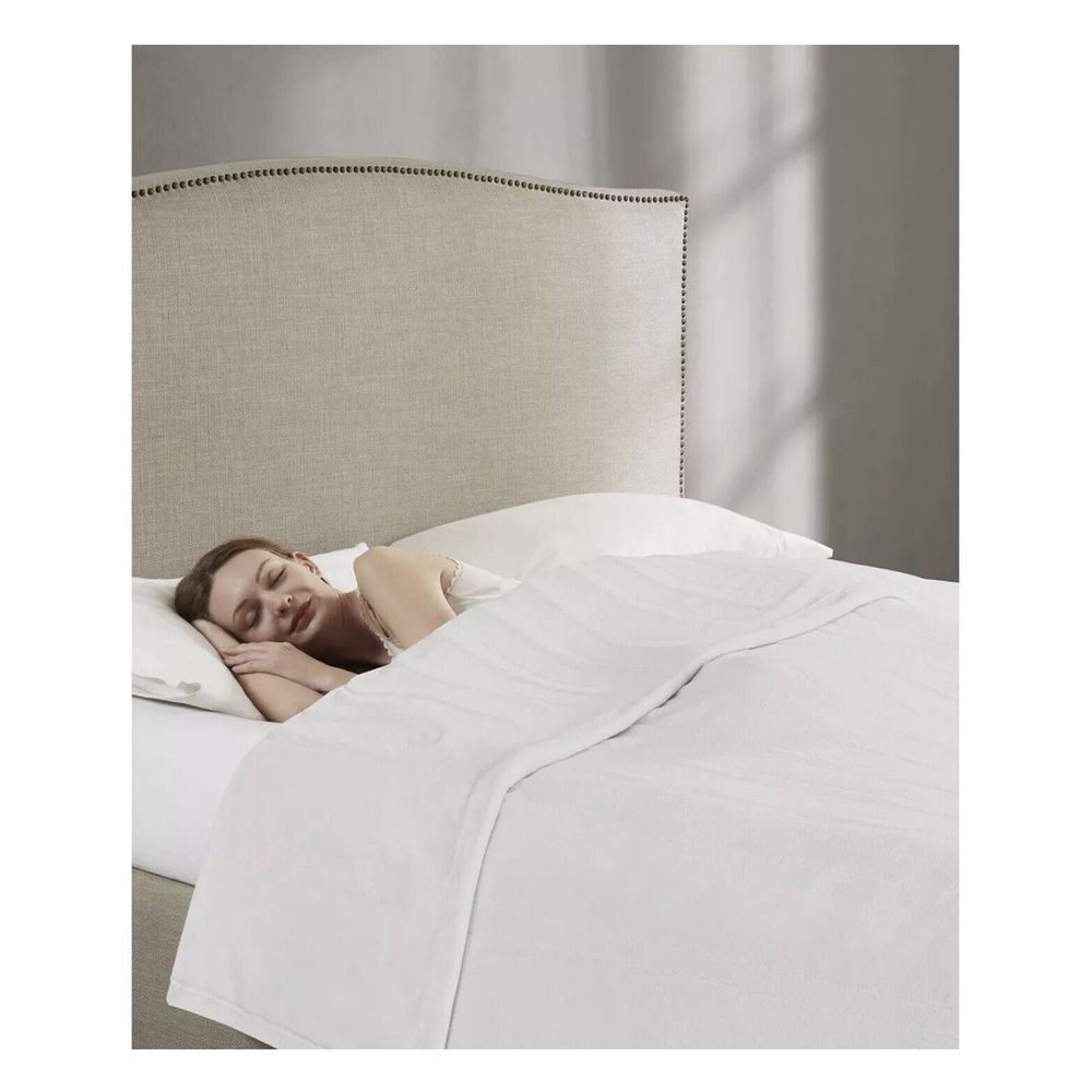 Premier Comfort White Premium Plush Electric Heated Blanket, Twin
